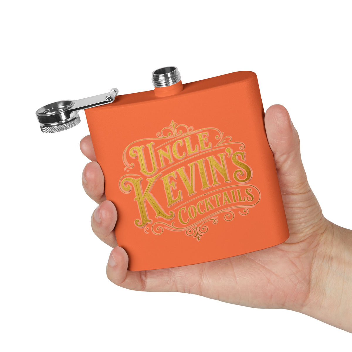 Flask — "Uncle Kevin's Cocktails" 6oz Personalized Stainless Steel Hip Flask