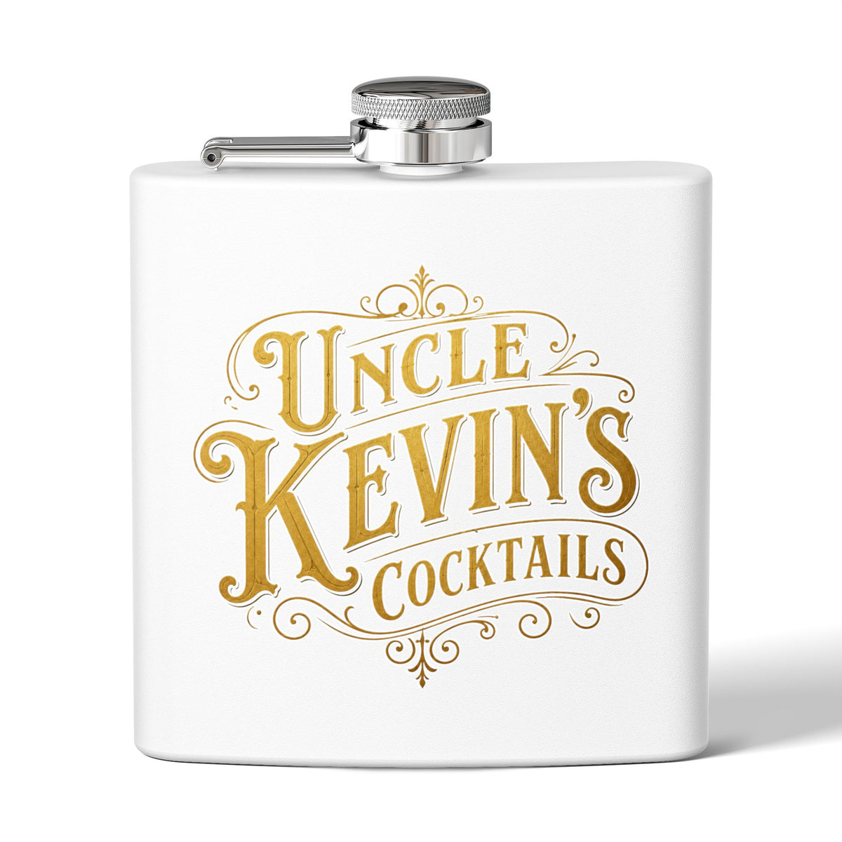 Flask — "Uncle Kevin's Cocktails" 6oz Personalized Stainless Steel Hip Flask