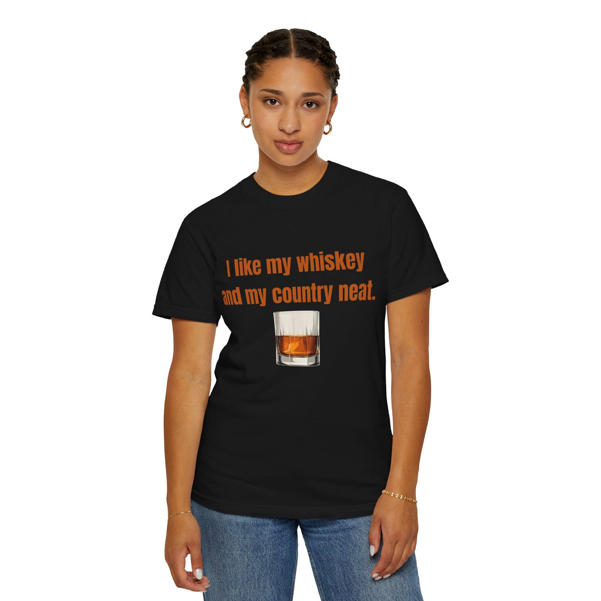 Whiskey & Country Neat T-Shirt — 'I like my whiskey and my country neat' Graphic Tee