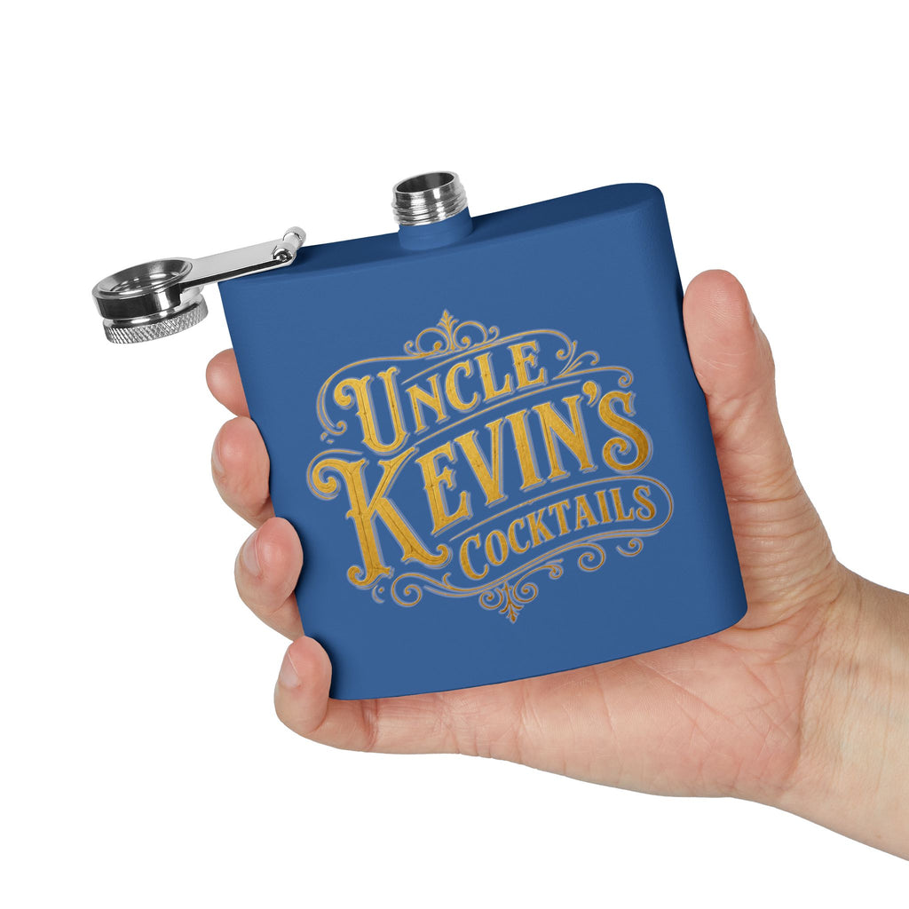 Flask — "Uncle Kevin's Cocktails" 6oz Personalized Stainless Steel Hip Flask