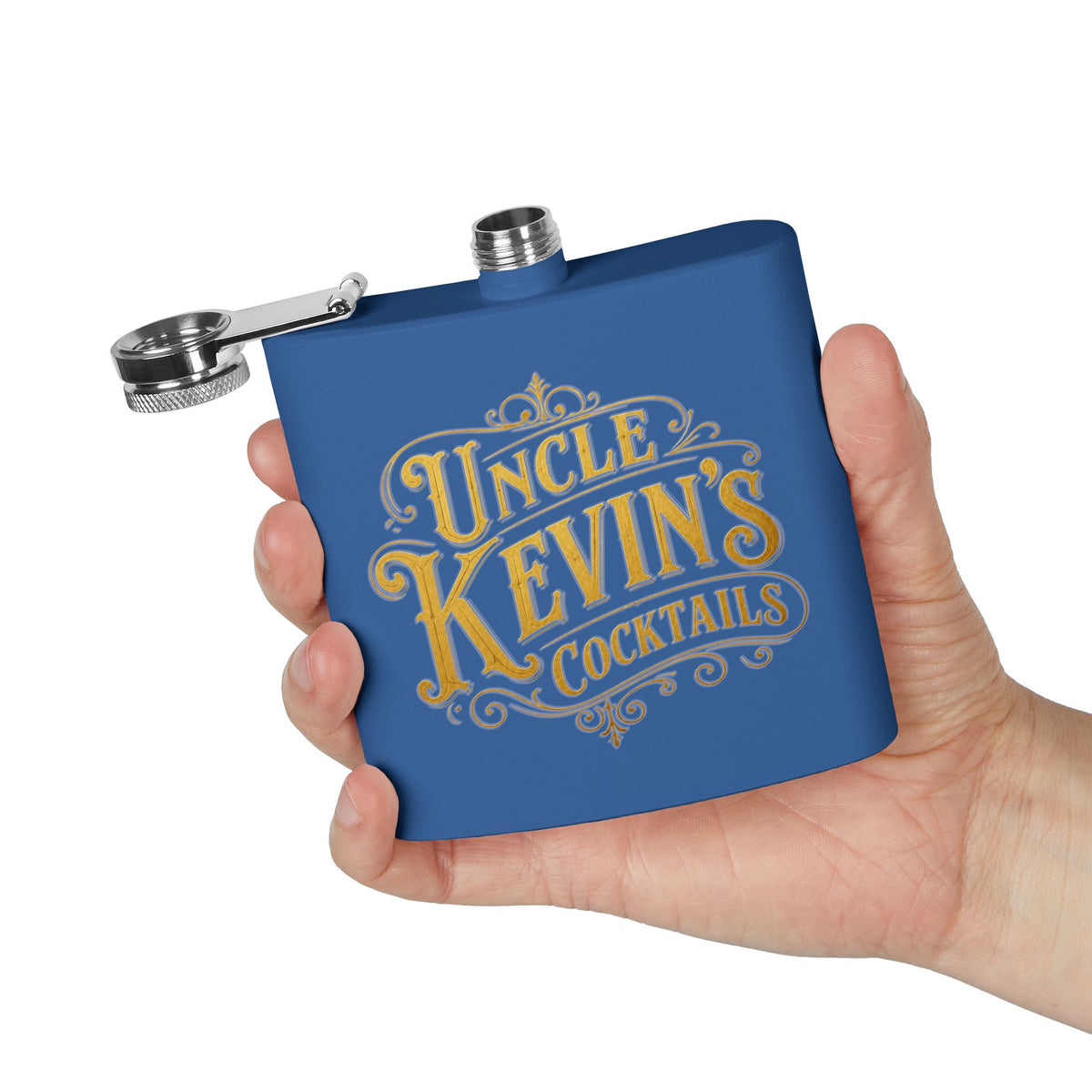 Flask — "Uncle Kevin's Cocktails" 6oz Personalized Stainless Steel Hip Flask