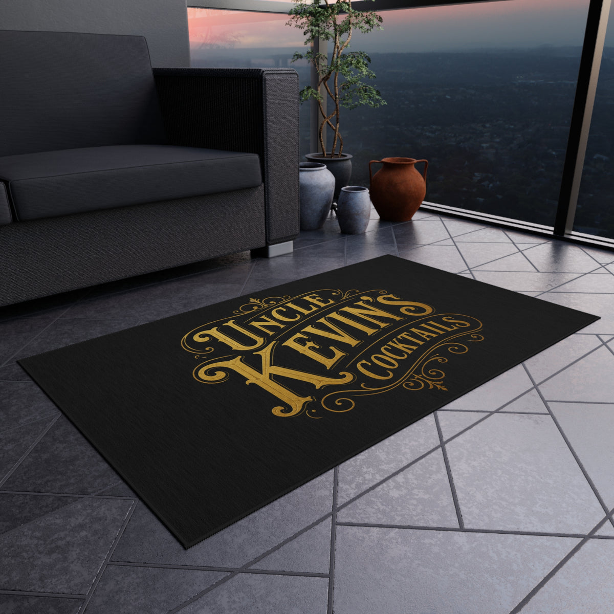 Outdoor Rug — "Uncle Kevin's Cocktails" Bar Doormat