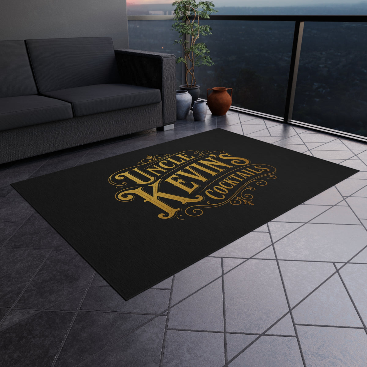 Outdoor Rug — "Uncle Kevin's Cocktails" Bar Doormat