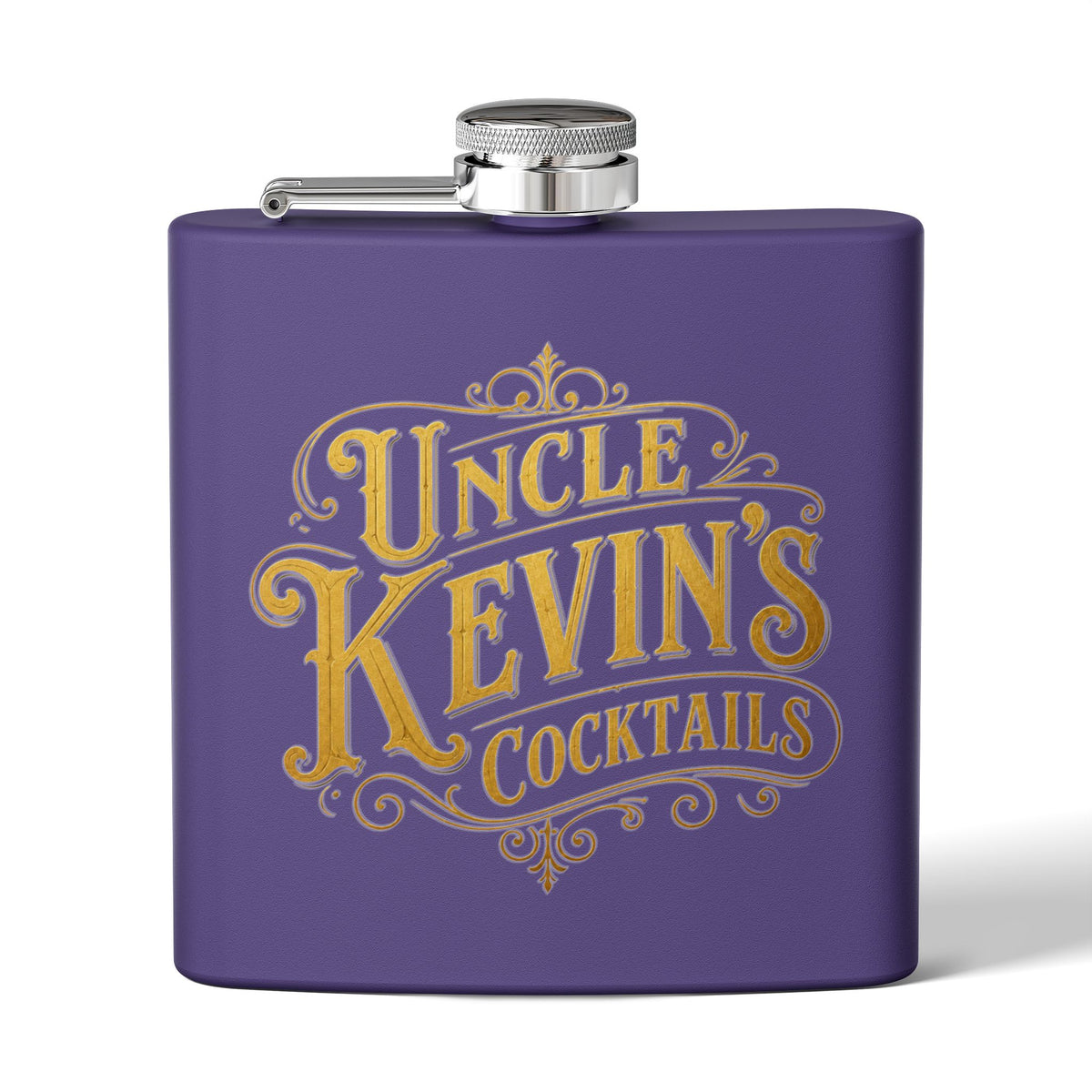 Flask — "Uncle Kevin's Cocktails" 6oz Personalized Stainless Steel Hip Flask