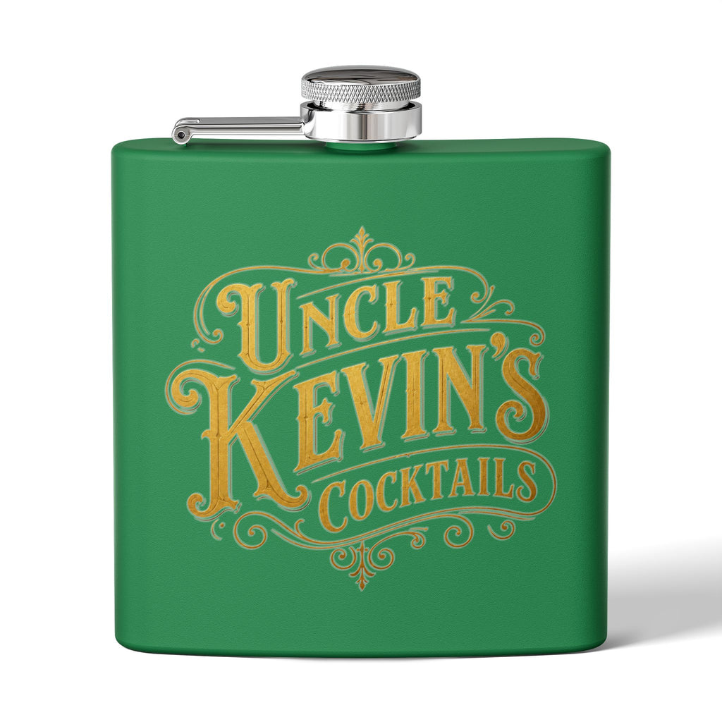 Flask — "Uncle Kevin's Cocktails" 6oz Personalized Stainless Steel Hip Flask