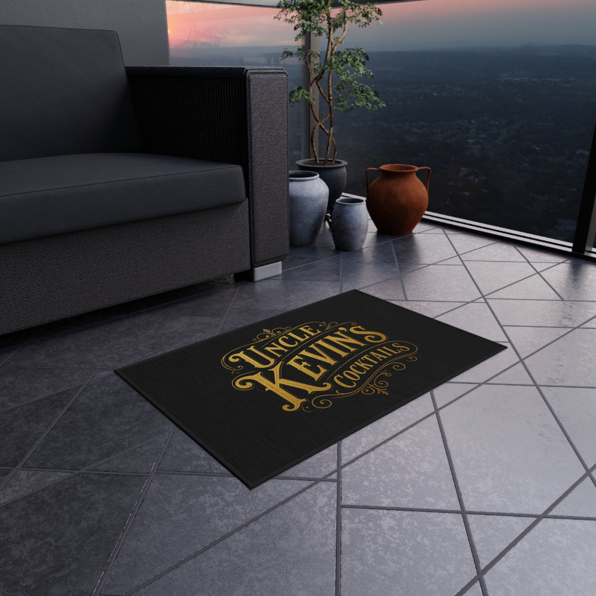 Outdoor Rug — "Uncle Kevin's Cocktails" Bar Doormat