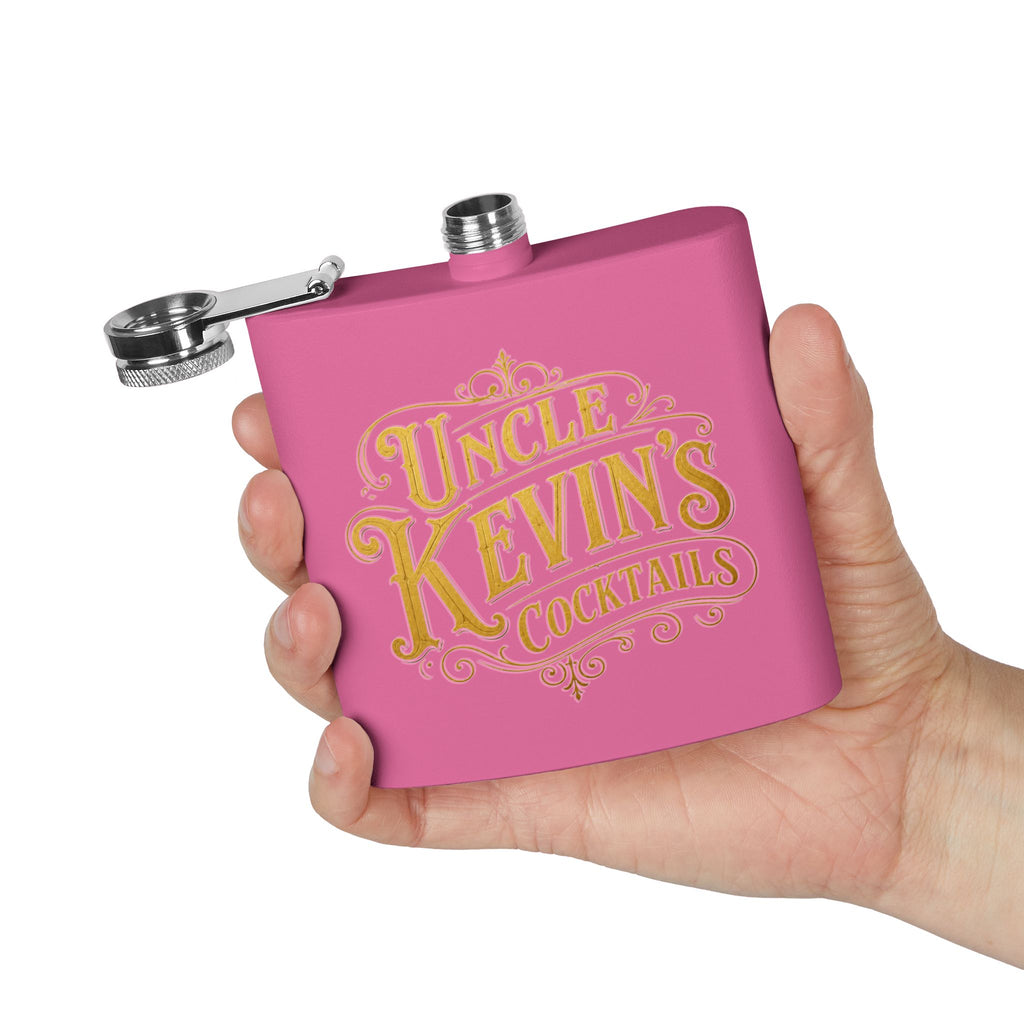 Flask — "Uncle Kevin's Cocktails" 6oz Personalized Stainless Steel Hip Flask