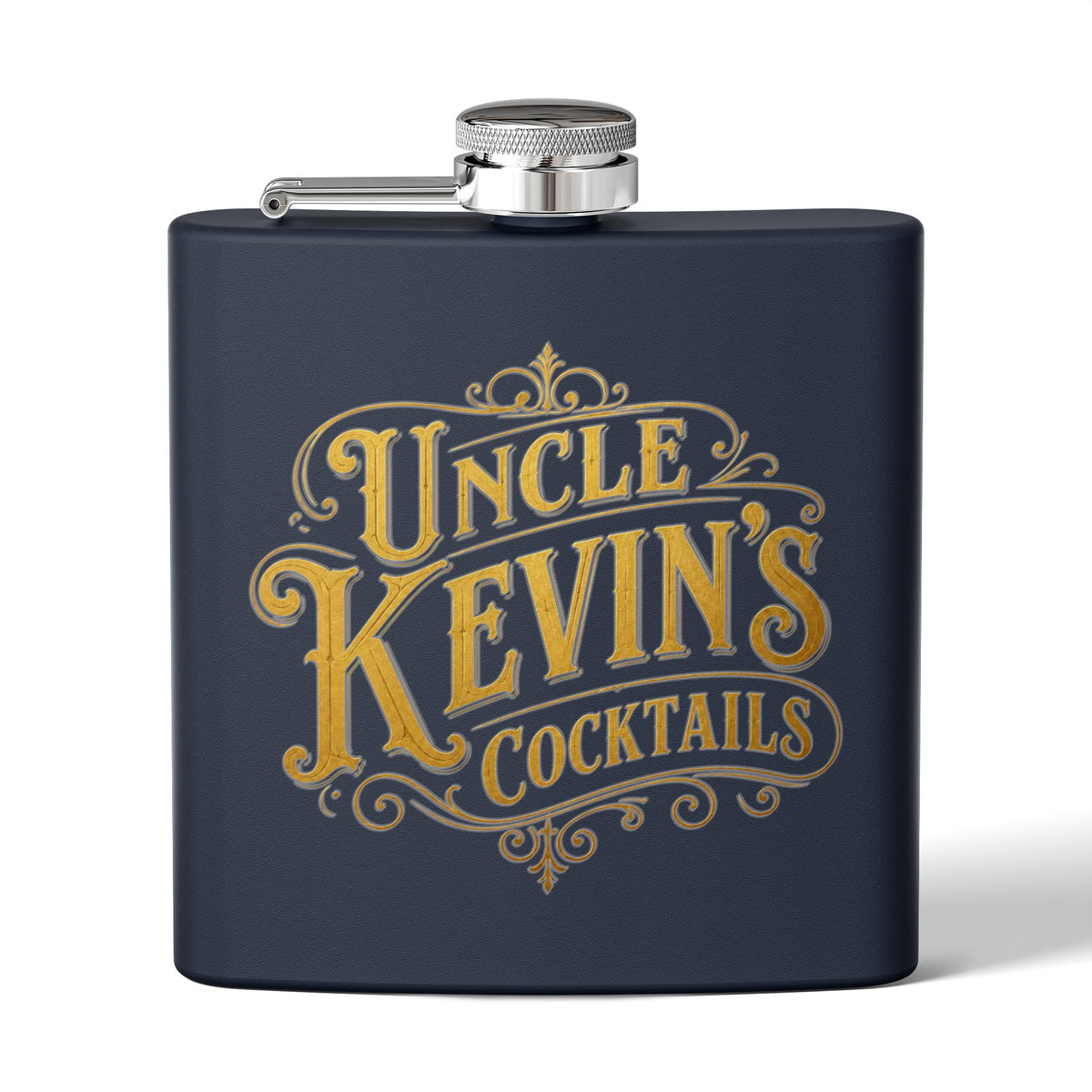 Flask — "Uncle Kevin's Cocktails" 6oz Personalized Stainless Steel Hip Flask