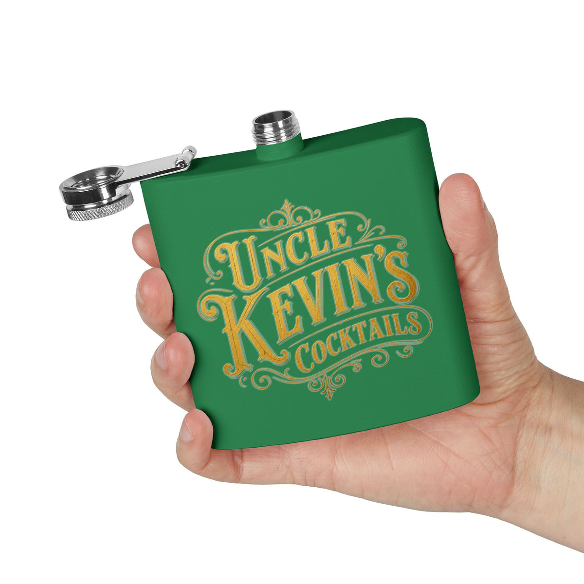 Flask — "Uncle Kevin's Cocktails" 6oz Personalized Stainless Steel Hip Flask