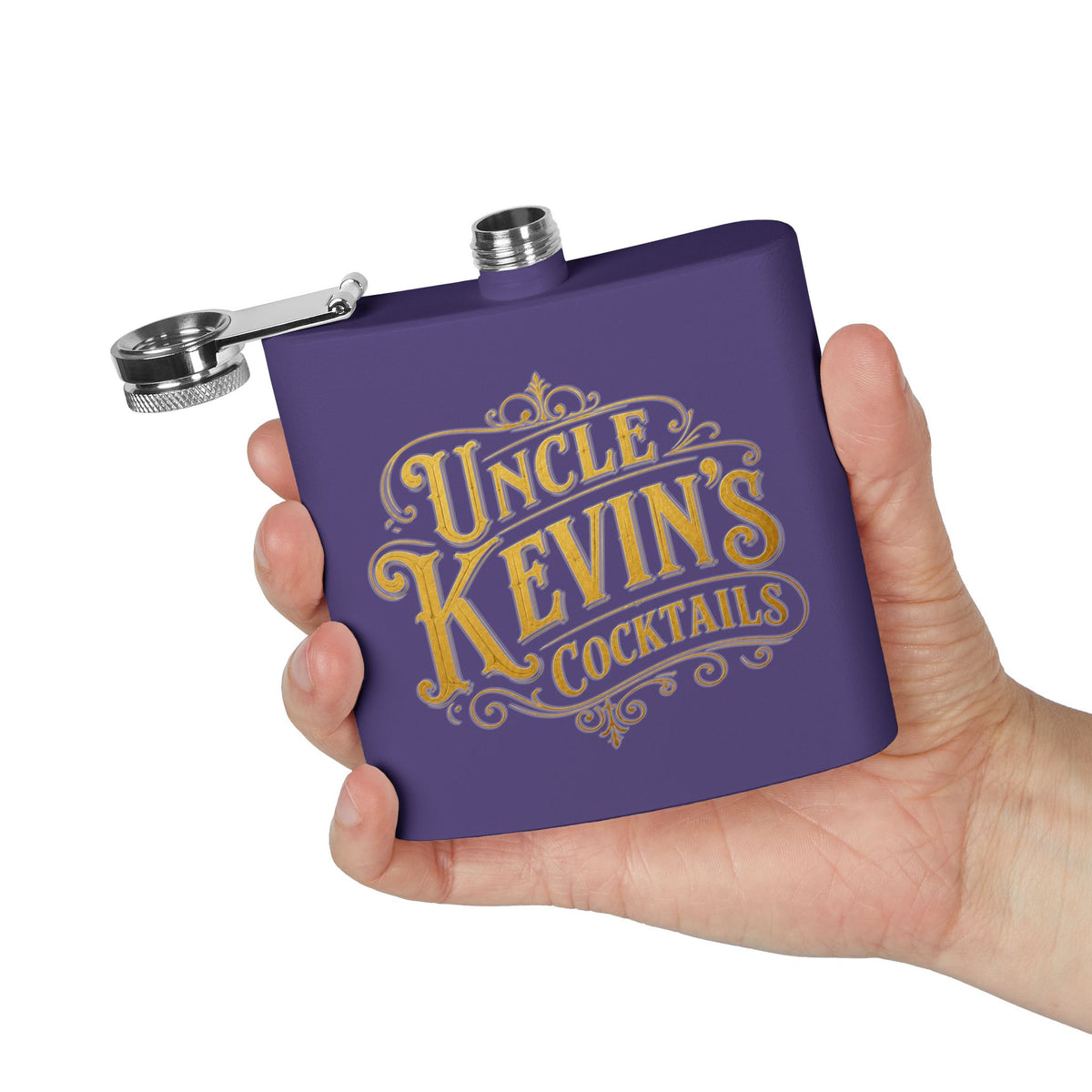 Flask — "Uncle Kevin's Cocktails" 6oz Personalized Stainless Steel Hip Flask