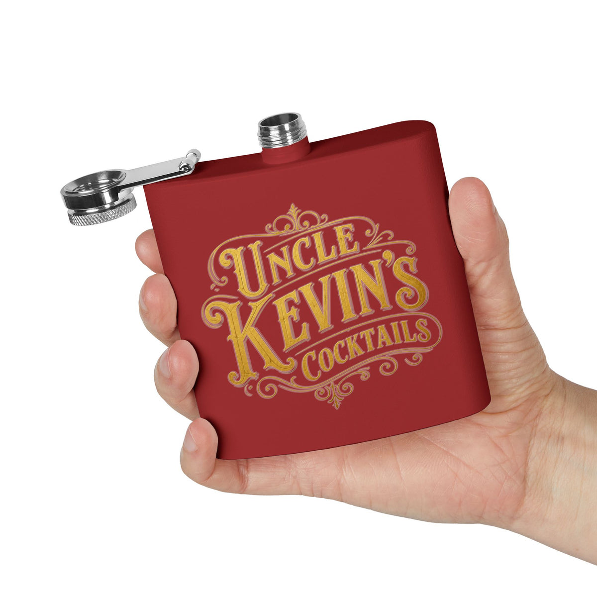 Flask — "Uncle Kevin's Cocktails" 6oz Personalized Stainless Steel Hip Flask