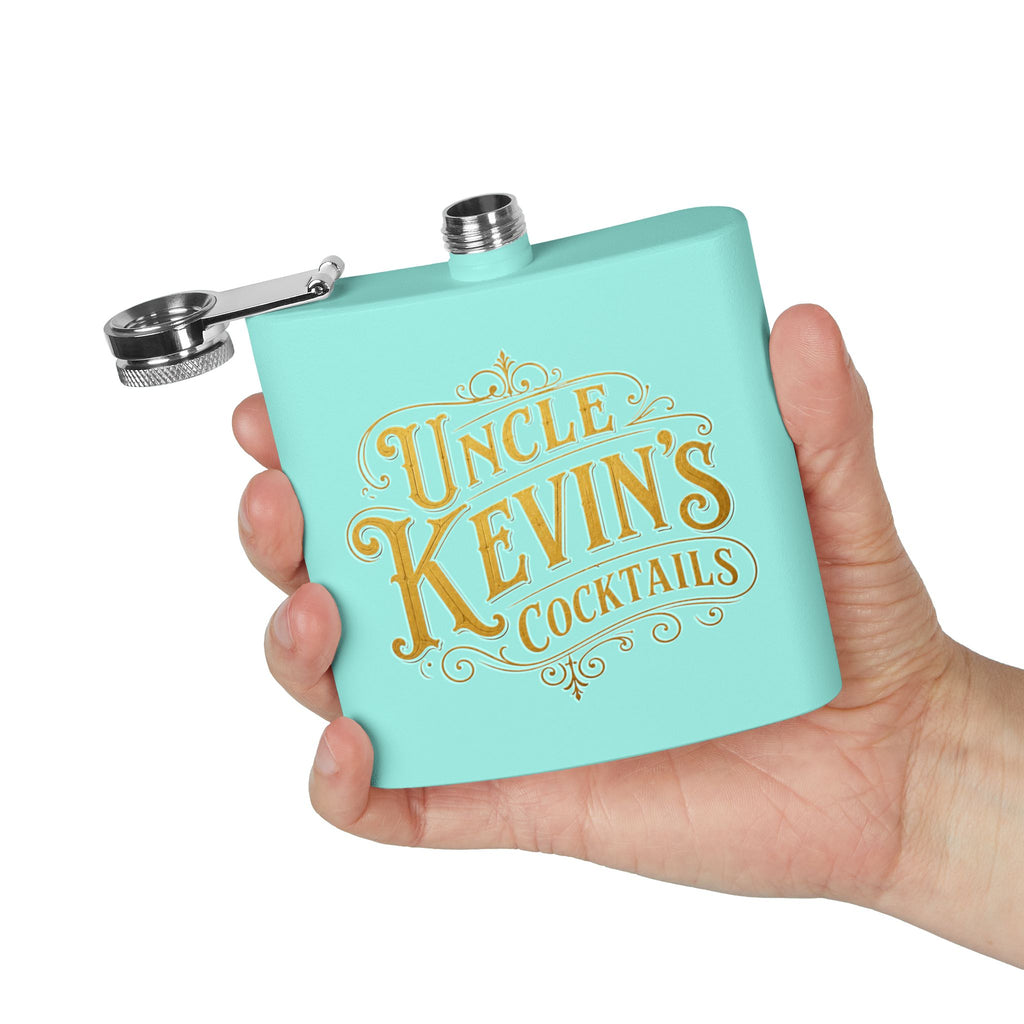 Flask — "Uncle Kevin's Cocktails" 6oz Personalized Stainless Steel Hip Flask