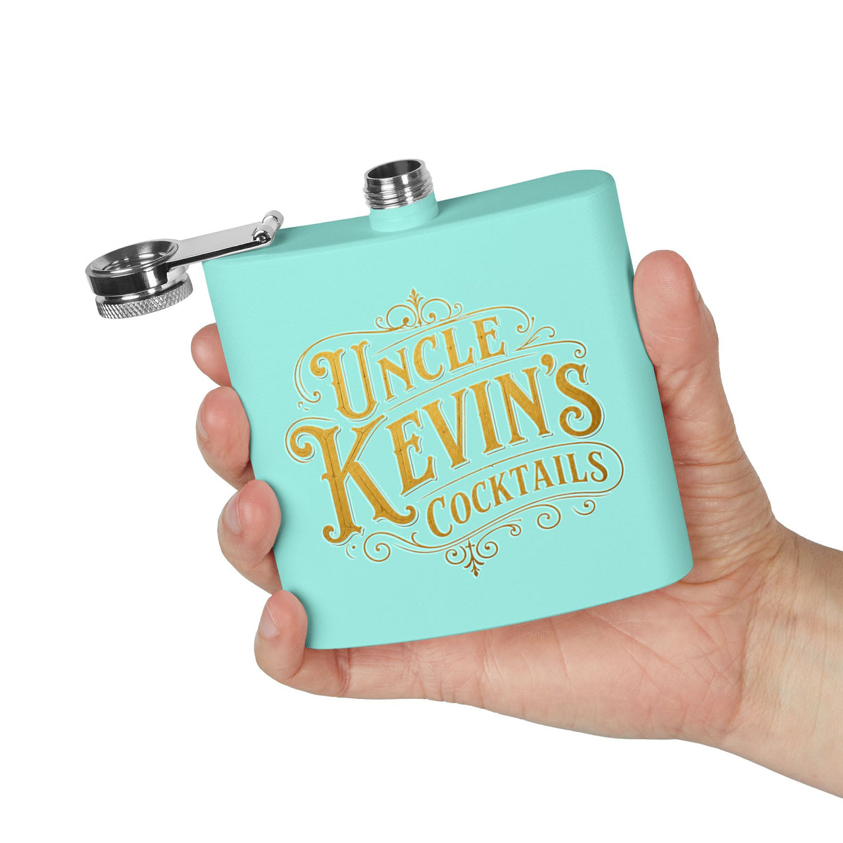Flask — "Uncle Kevin's Cocktails" 6oz Personalized Stainless Steel Hip Flask