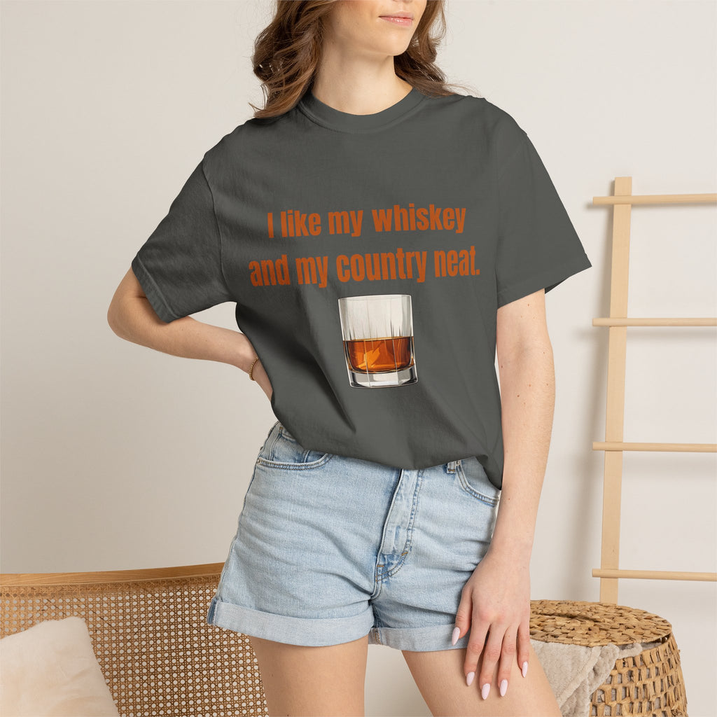Whiskey & Country Neat T-Shirt — 'I like my whiskey and my country neat' Graphic Tee