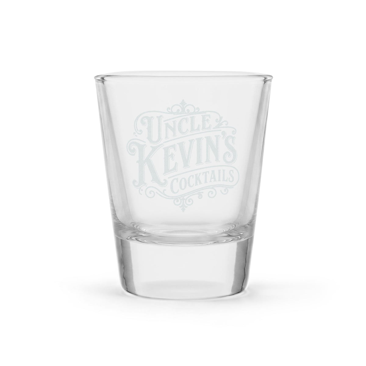 Engraved Shot Glass — "Uncle Kevin's Cocktails" 1.5 oz Personalized Barware