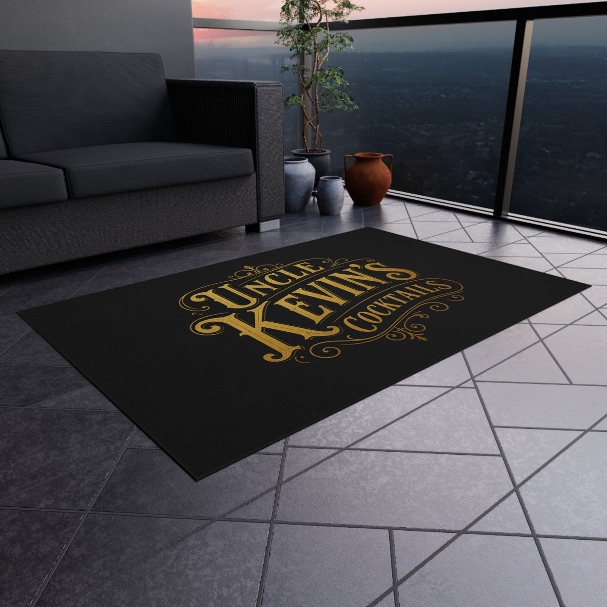 Outdoor Rug — "Uncle Kevin's Cocktails" Bar Doormat
